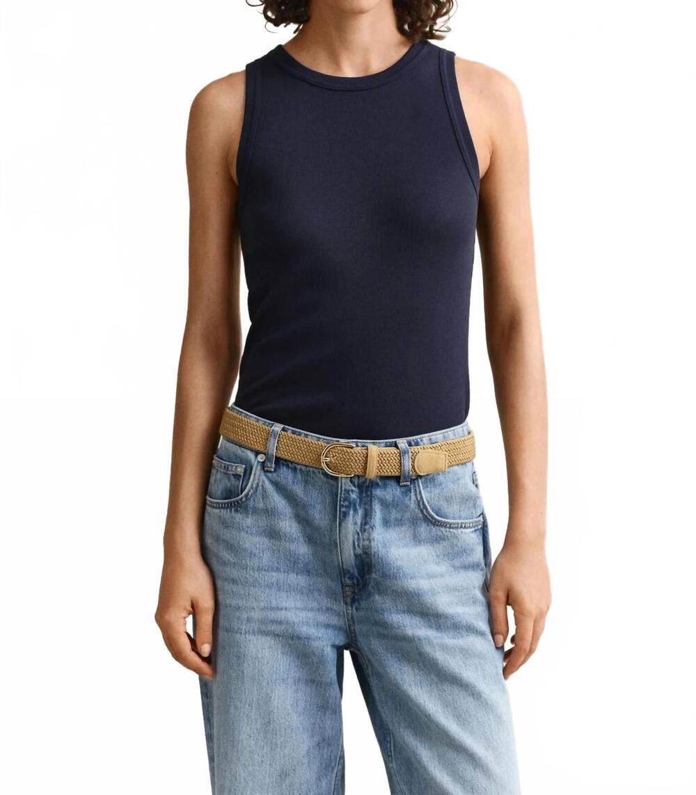 NEW PERFECTWHITETEE daphne ribbed tank top in navy